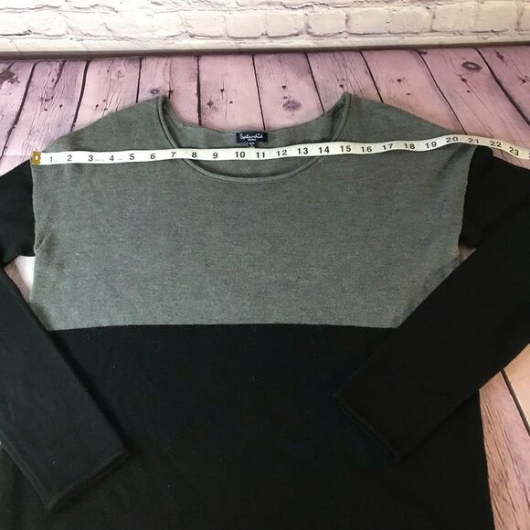 Splendid Gray Black Colorblock Poly Cashmere Blend Pullover Sweater Size S - Picture 6 of 8